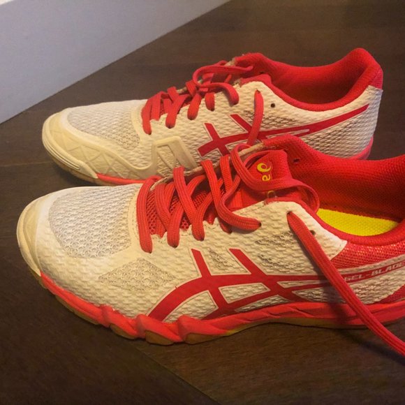 Asics Court Shoes, White & Laser Pink - Picture 3 of 11